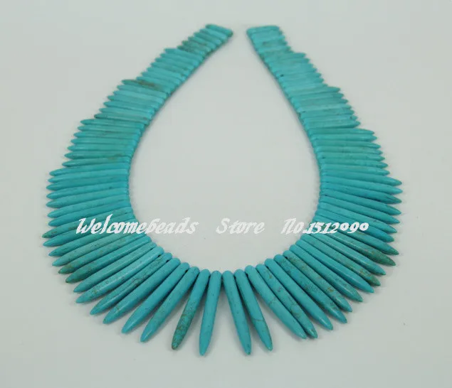 95 шт./нитка синие топ с просверленными бусинами подвески оптом Howlite Tur цитата