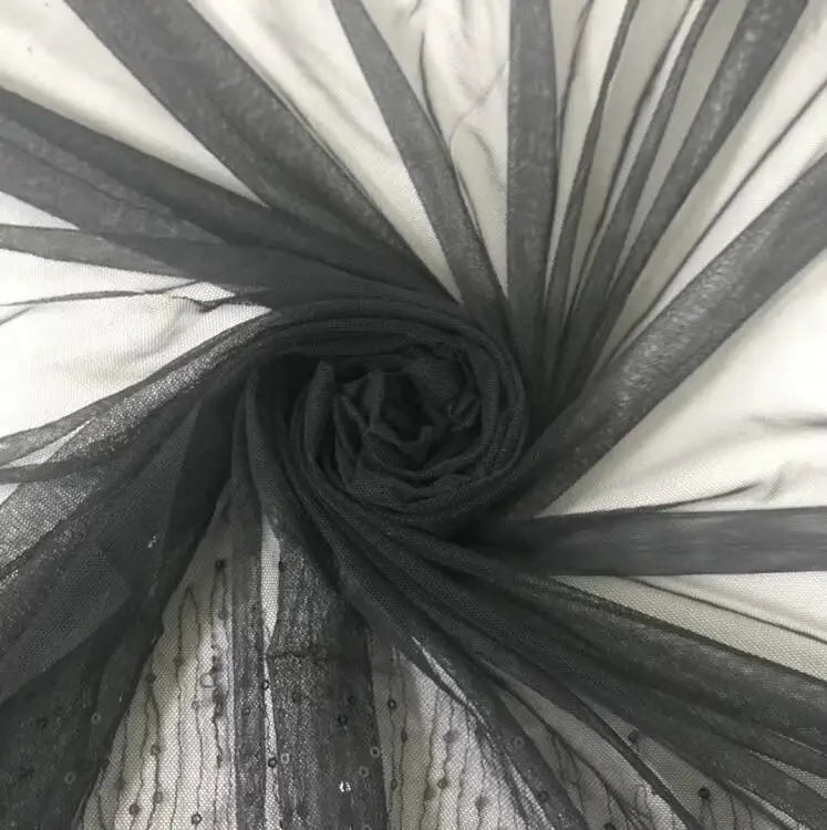 High quality sequin embroidery French black mesh African tulle lace 5015 Nigeria fabric suitable for skirt clothing | Дом и сад