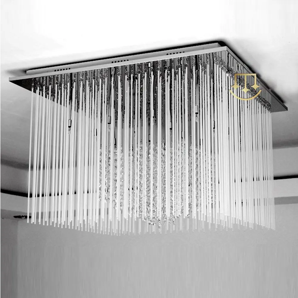 Потолочная лампа для гостиной с черным кристаллом квадратный топ из нержавеющей