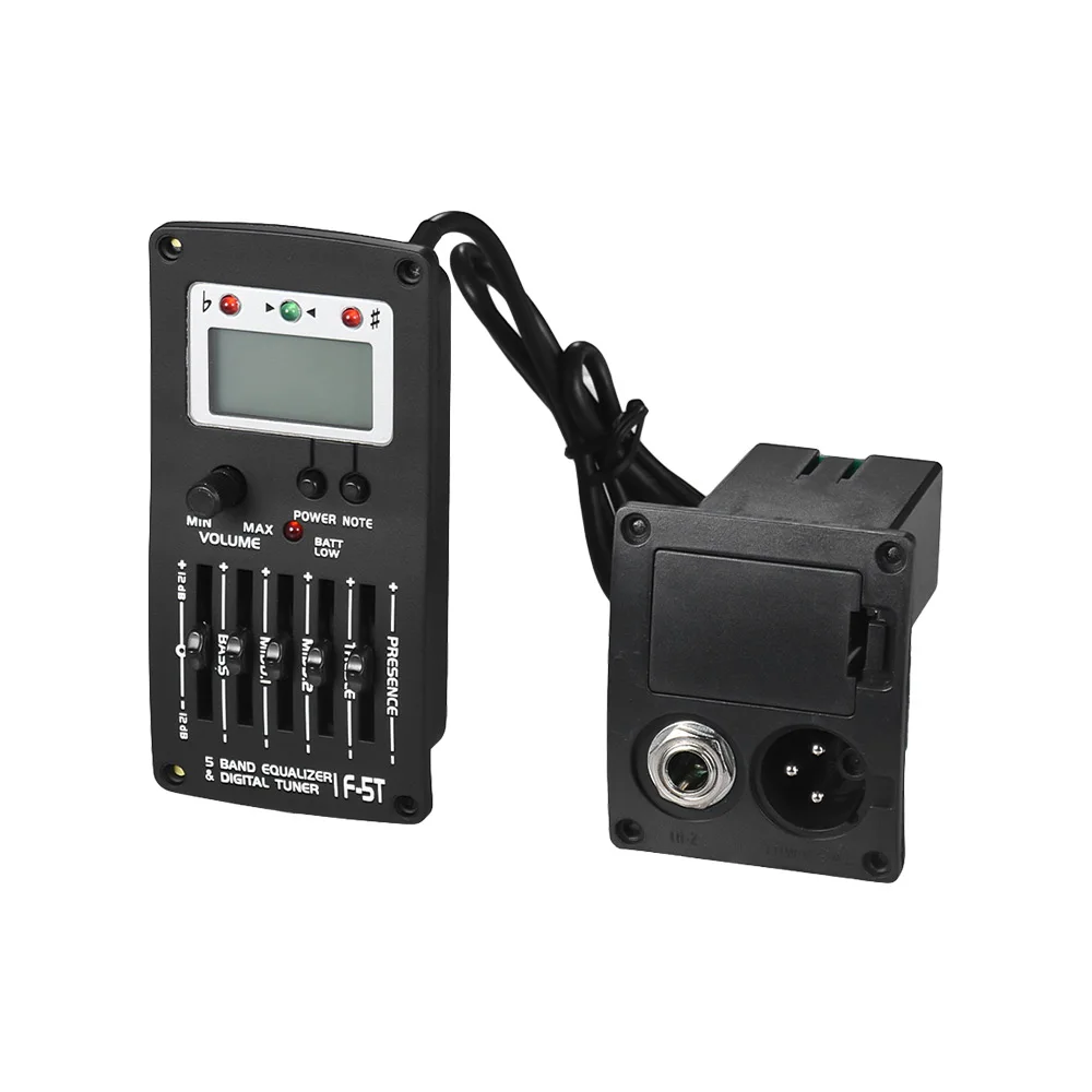 5 Band EQ Pre-Amp Equalizer Pickup Acoustic Guitar Preamplifier Piezo with LCD Tuner and Volume Control | Спорт и развлечения