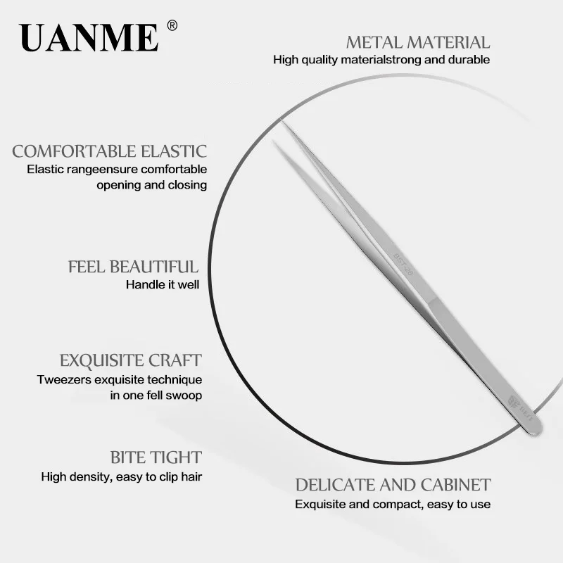Щипцы для наращивания ресниц UANME 100% из нержавеющей стали антистатические