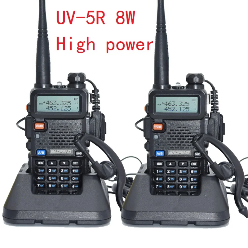 2 шт baofeng UV-5R настоящая 8 Вт 3800 мАч батарея портативная рация для двухсторонней радиостанции VHF UHF Двухдиапазонная портативная cb радио comunicador рация