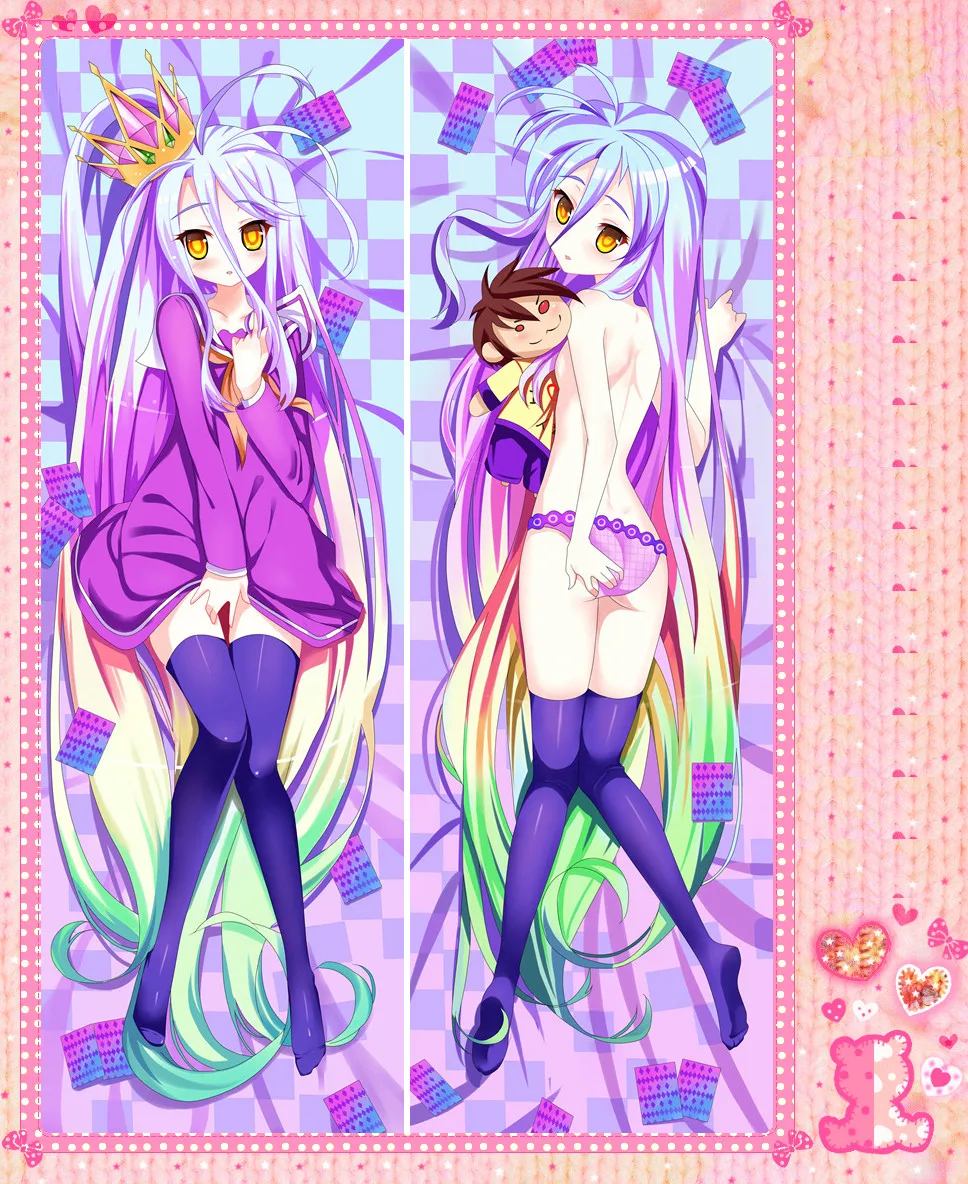 

Двусторонняя Подушка с аниме мультяшным принтом «No Game No Life», обнимающая подушка, наволочка, персиковая кожа, двухсторонний №