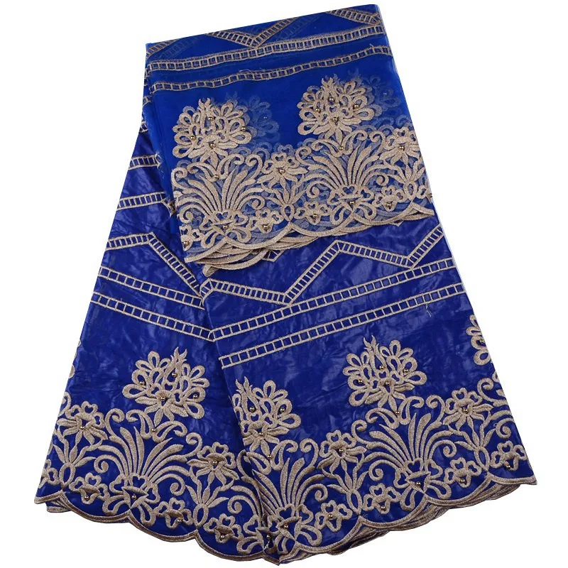 

Hot Sale African Bazin Rich Fabric With Tulle Lace 2022 Latest African Bazin Rich Embroidered Jacquard Material For Dress 735