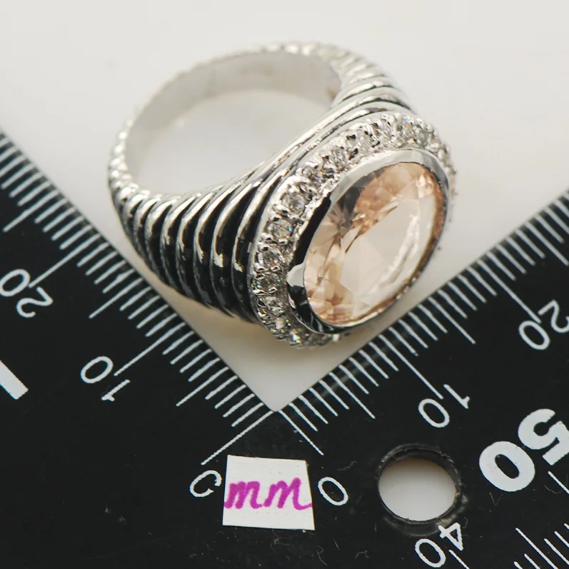 Morganite модное женское кольцо из стерлингового серебра 925 пробы F859 Размер 6 7 8 9 10|ring
