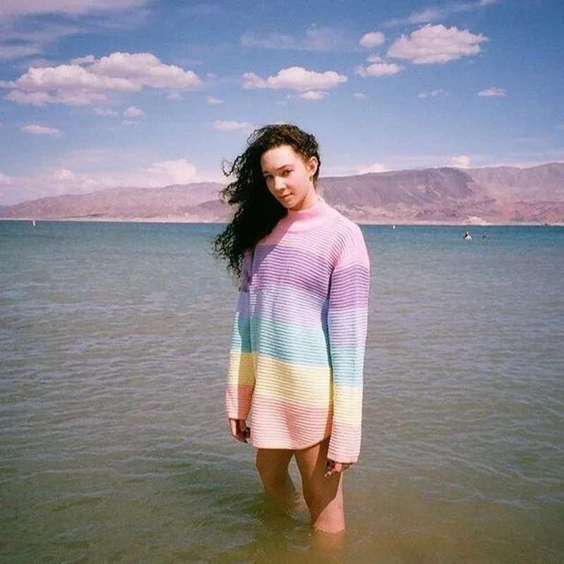 Women Pullover Urtleneck Rainbow Sweater Maccaron Color Stripes Loose Tumblr Female 2018 Spring Autumn New Fashion | Женская одежда