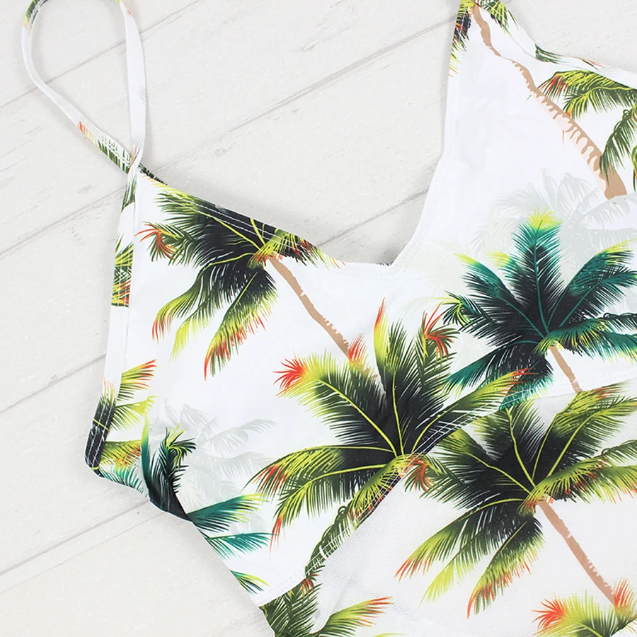 ZUSUMI Backless Swimwear Woman Mesh Monokini Trees Print One Piece Swimsuit 2018 New Maillot De Bain Cut Out Beach Bathing Suit | Спорт и