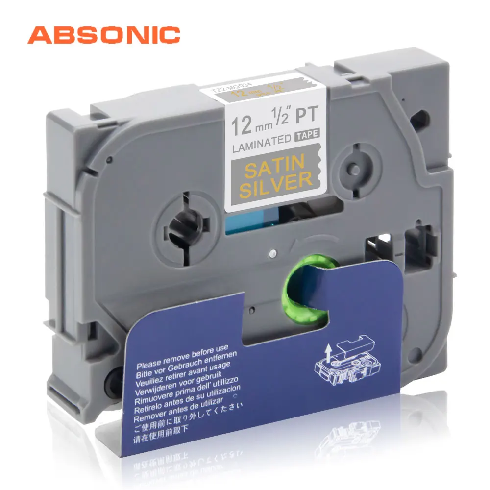 Absonic TZe MQ934 совместимый с brother Labeler TZ этикеточная лента 12 мм золото на атласном