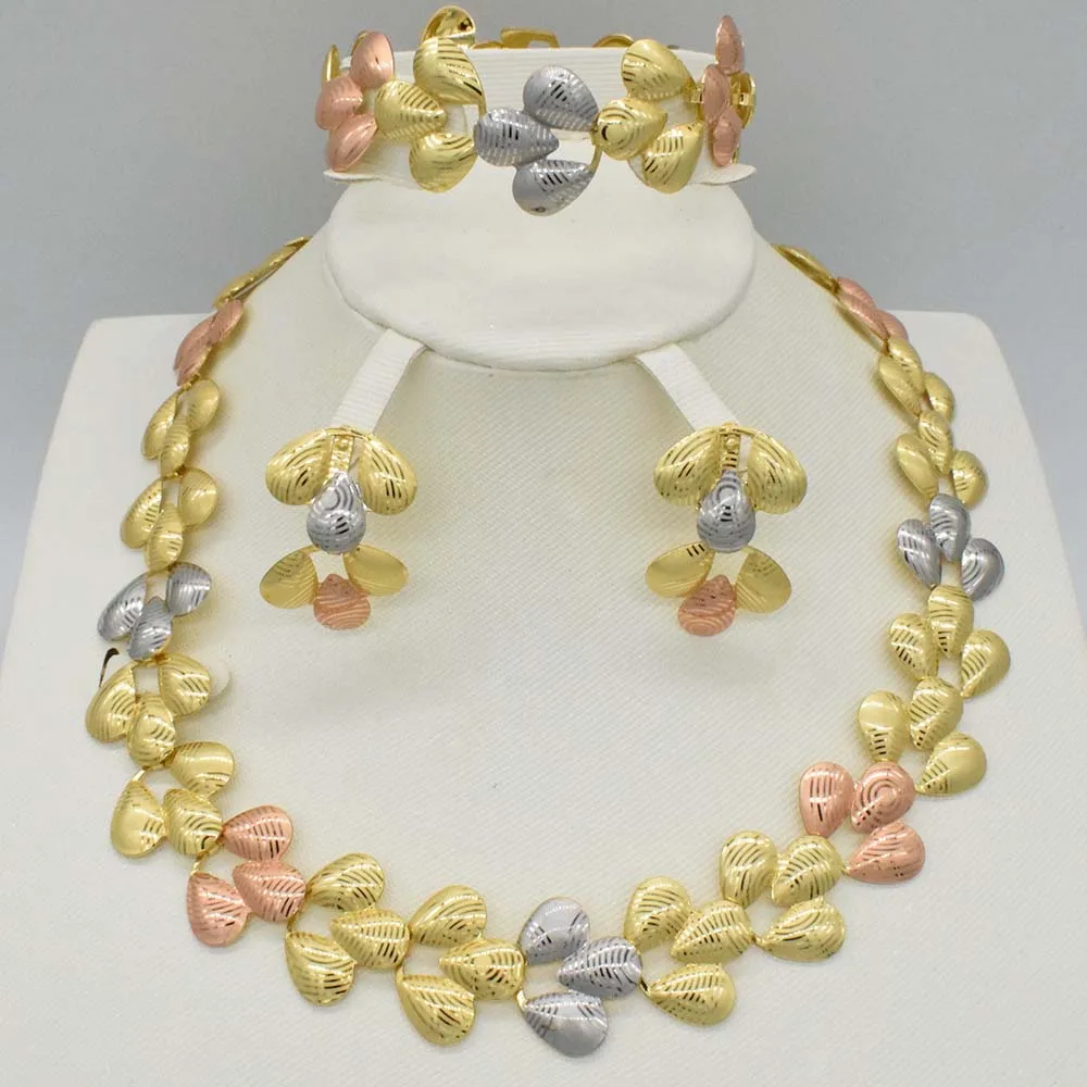 

Rose Gold Color Crystal Necklace Earring Bracelet Ring Set Rhinestone New Simple Party Dress Jewelry Sets For Women dubai gold