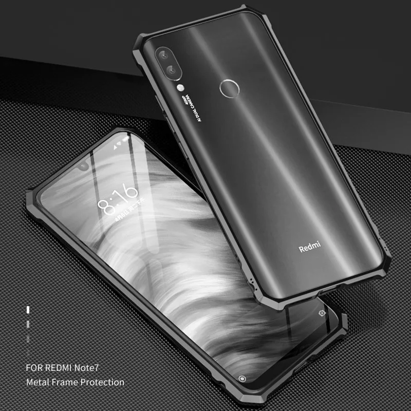 Роскошный высококачественный алюминиевый металлический бампер для Xiaomi Redmi Note 7 Pro Note7 чехол в форме колонки рамка