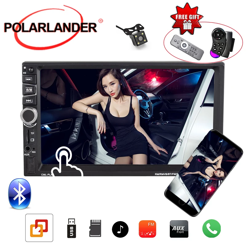 7''2Din Car Radio FM/TF/USB/AUX Bluetooth Stereo MP5 Mirror Link for Android GPS