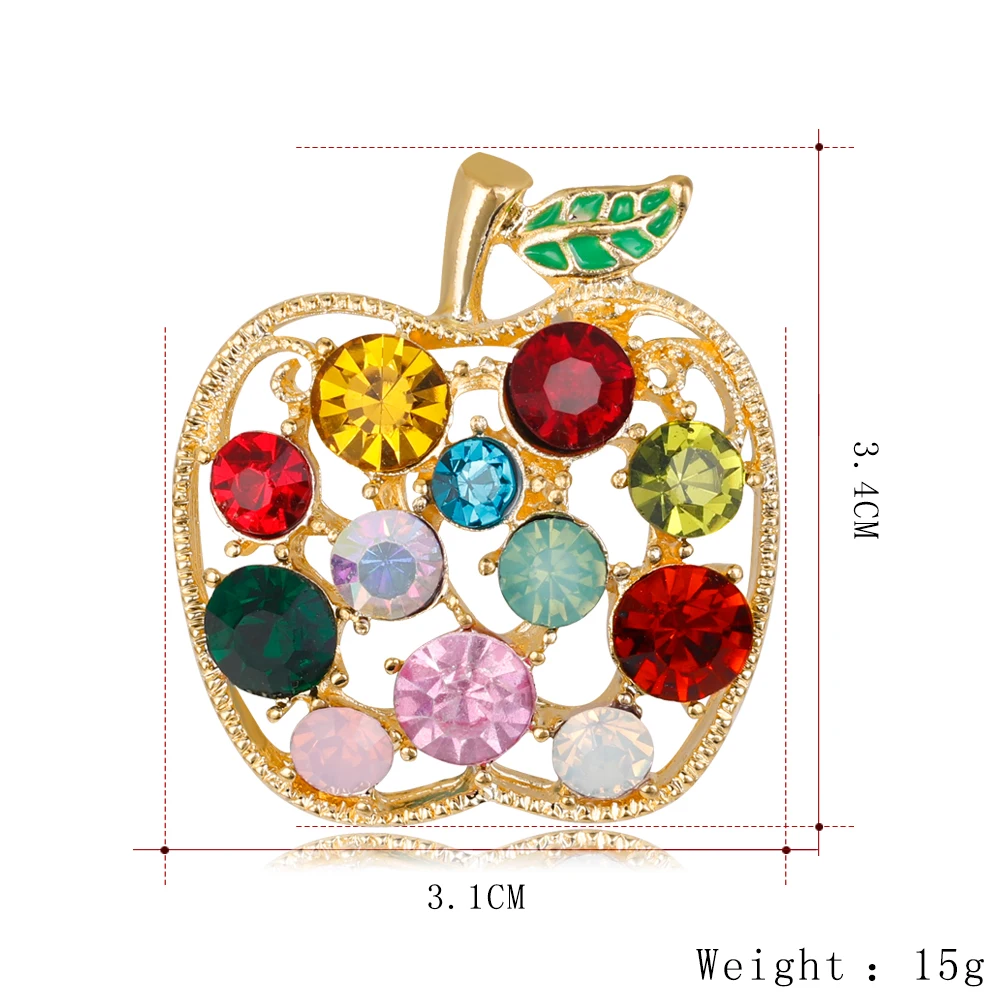 Danbihuabi New Design Colorful Full Rhinestone Apple Accessory Brooch For Women Wedding Party | Украшения и аксессуары