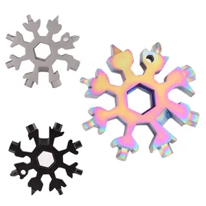 Многофункциональный инструмент 18 в 1, из нержавеющей стали, в форме снега, плоская крестовая отвертка, шестигранный ключ, цепочка для ключей, инструмент для рюкзака