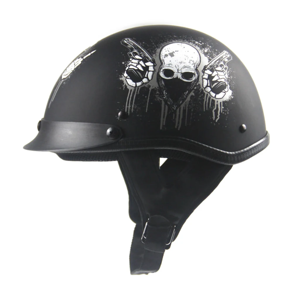 Skull Matte Black Мотоциклетный шлем Винтаж кафе, Рейсер, чоппер Конный Ретро крушение мотоциклетный шлем мотоциклетный Мото шлем для мотоцикла - Цвет: Skull Matte Black