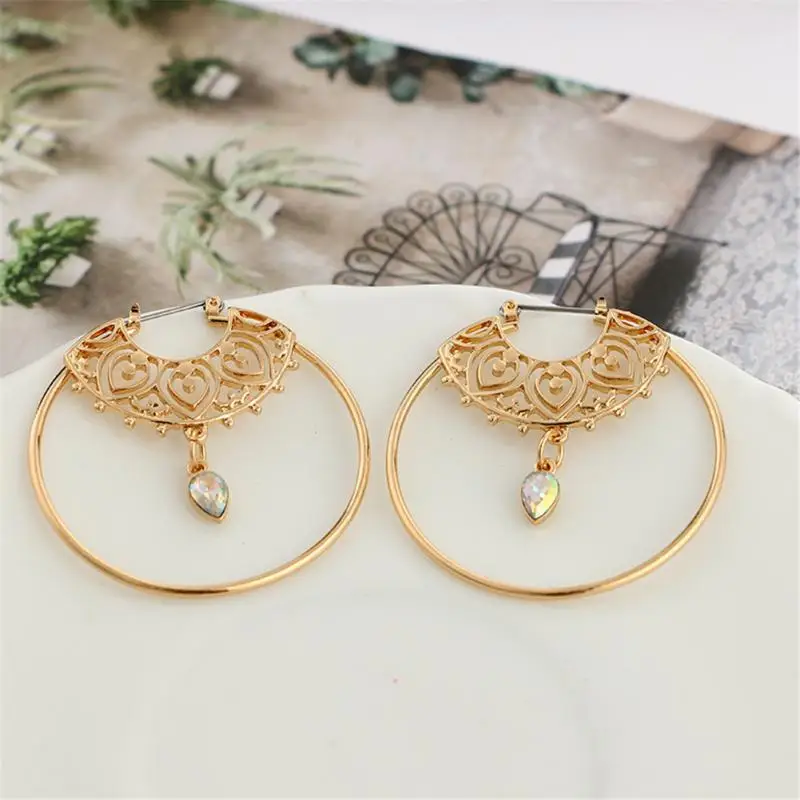 Женские круглые серьги кольца Boho золотого цвета модные геометрические обручи с
