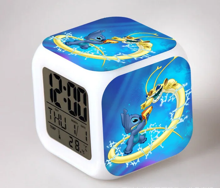 11 Lilo& Stitch мультфильм детский будильник wekker цифровой будильник игрушки led reloj despertador wake up light reveil настольные часы - Цвет: 11