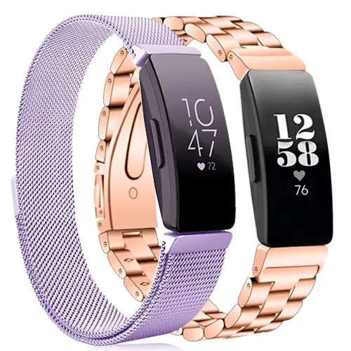 2 шт. Для Inspire& Inspire огнеупорные часы группа нержавеющая сталь+ Milanese Loop сетки Замена браслет металлический бизнес ремешок