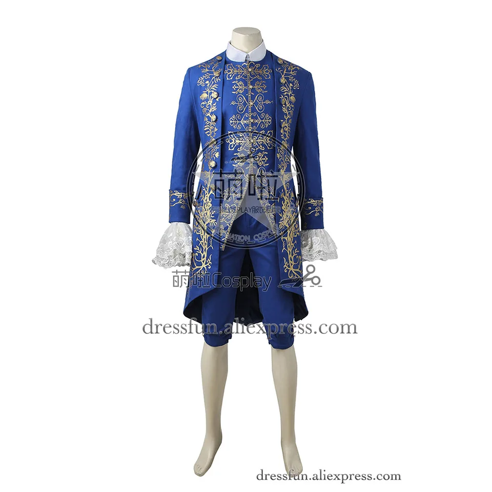 Beauty and the Beast Cosplay Costume Prince Adam Blue Coat Full Set Uniform Clothing Fashion Dress Christmas | Тематическая одежда