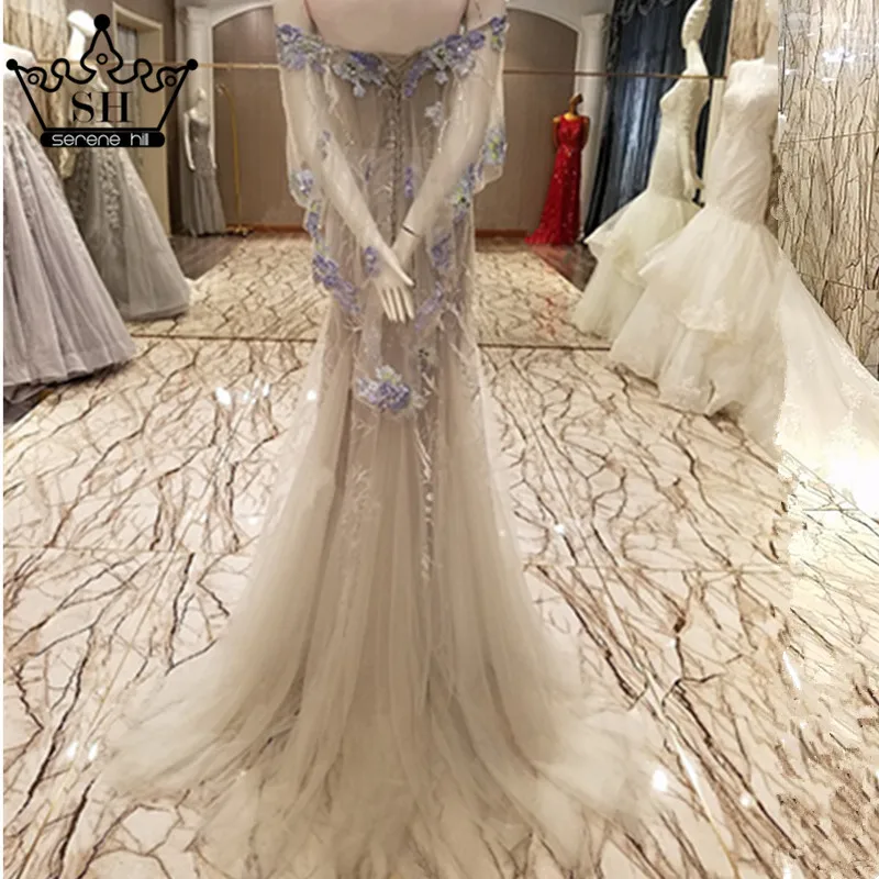 2019 Роскошные вышивка кристаллами Русалка Длинные вечерние платья серый нижней