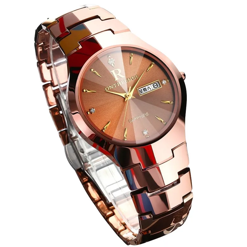 Новинка 2018 мужские вольфрамовые часы блестящие золотые чехол и ремешок