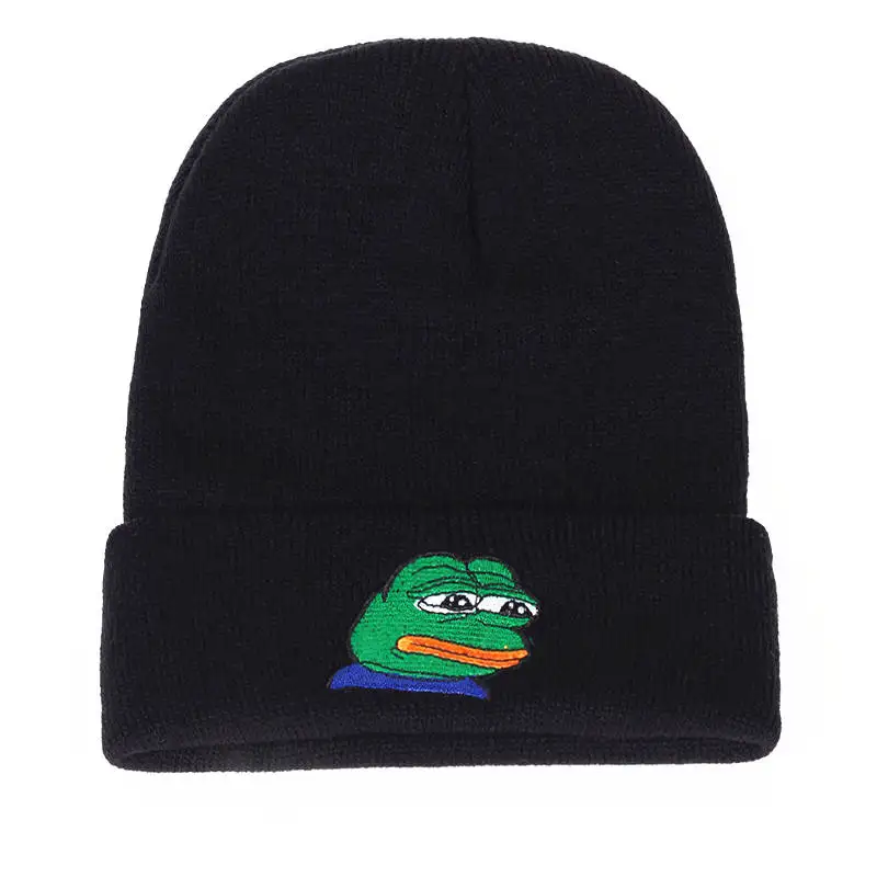 VORON Sad Kermit Кепка лягушка чувствует себя плохим человеком вязанные шапочки с вышивкой хип-хоп зимняя сохраняющая тепло шапка Sad Meme шляпа лягушки Skullies