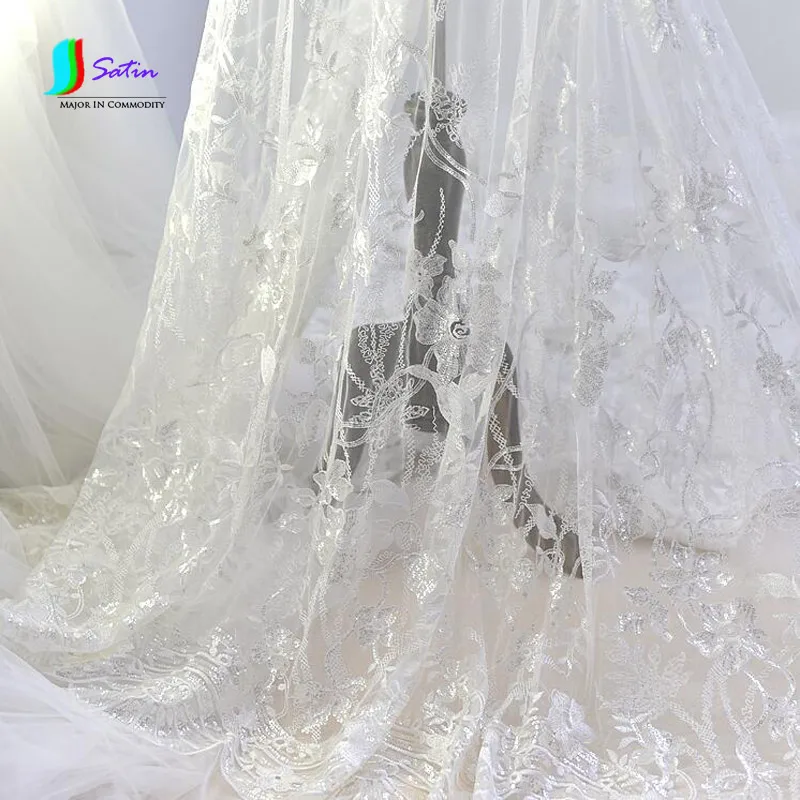 Роскошное вечернее платье модное свадебное материал для шитья белые блестки