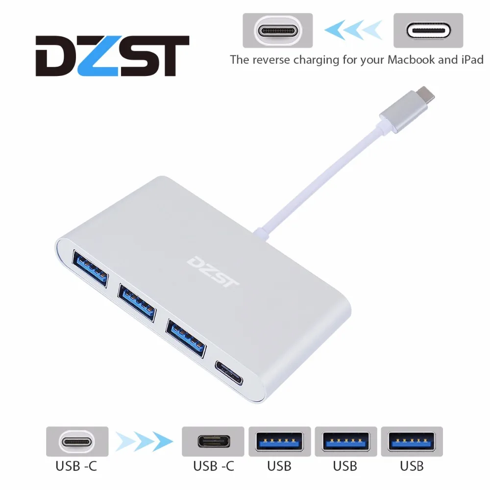 DZLST 4 порта USB Type C 3 1 многопортовый адаптер к 0 концентратор металл высокая