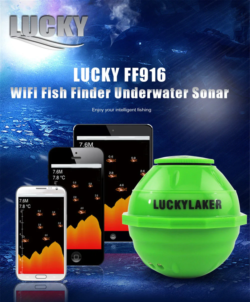 Беспроводной рыболокатор LUCKYLAKER FF916 подводный сонар приложение для поиска рыбы