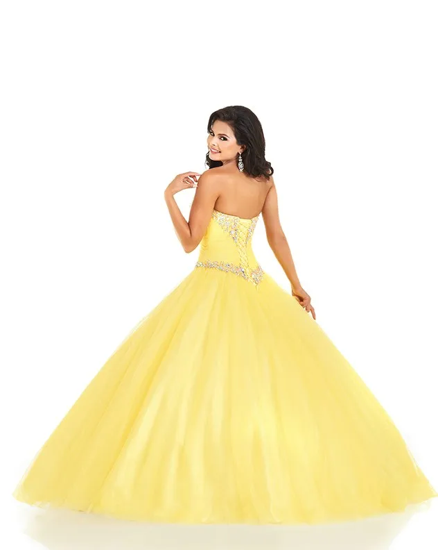 Новые пикантные органза платья Quinceanera желтого цвета Бальные милое вечернее