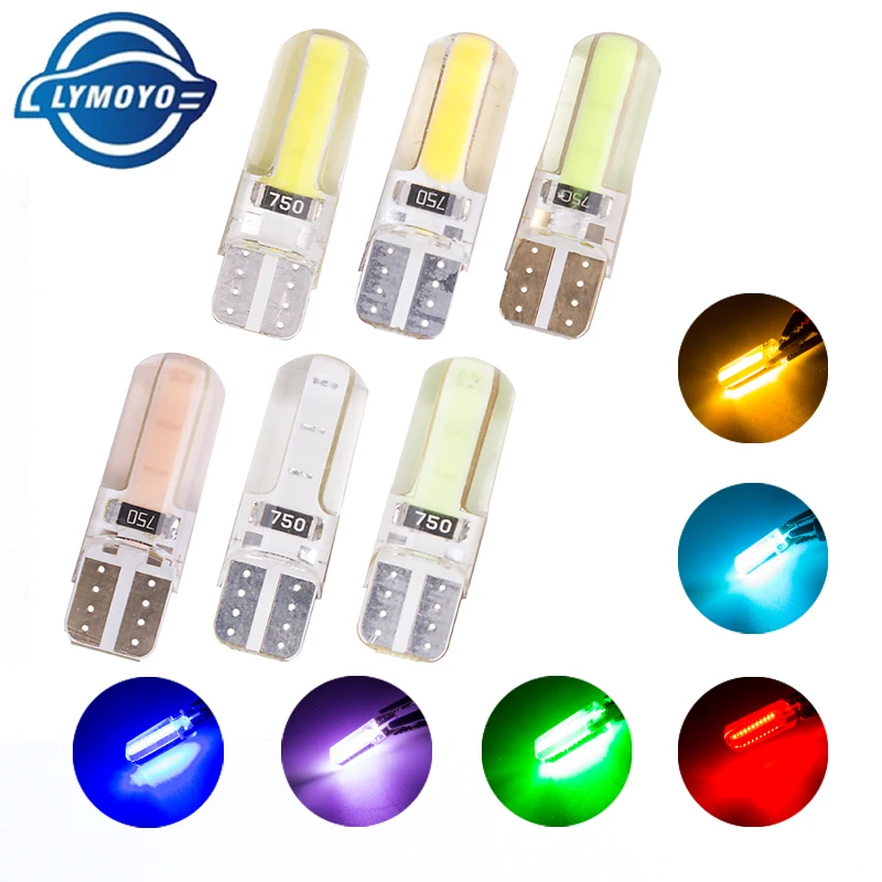 

10pcs/lot T10 W5W COB 194 168 1W canbus silicone shell LED Light Car Side Wedge Lamp License Plate Light Bulb 12V car styling