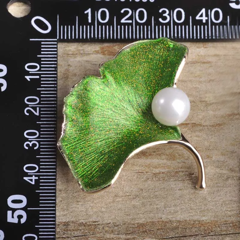 Blucome Новый Золотой Порошок Эмаль Брошь Цветок Лист Имитация Перл Позолоченные Perla