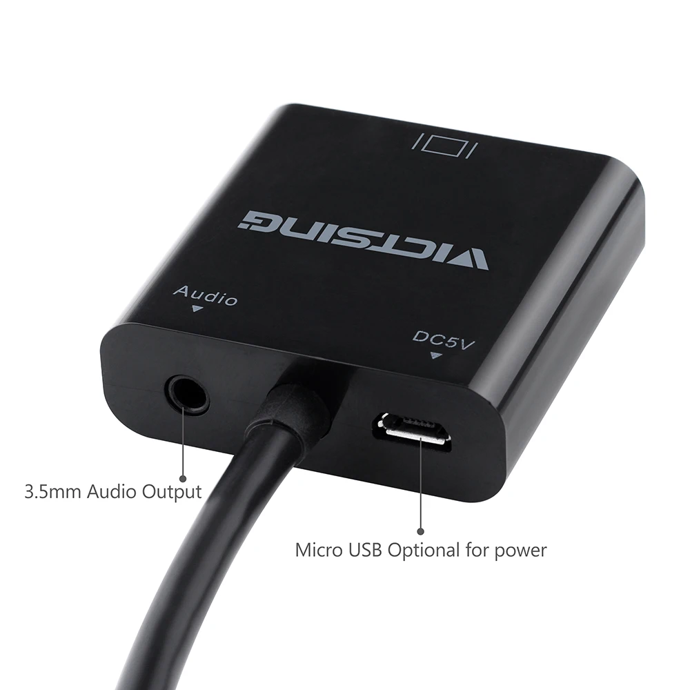 Позолоченный Переходник USB 3 5 1080P HDMI Male to VGA famale с микро-usb и аудиоинтерфейсом мм для