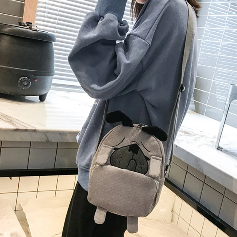 

Women Handbags Cute Cartoon Animals Bag Funny Dog Corduroy Shoulder Crossbody Bag For Women Travel Bags For Femme