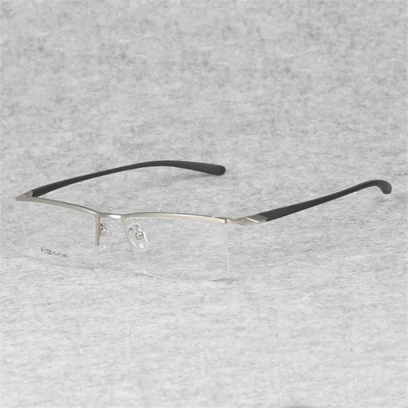 C2. Silver Frame Электрическая Высококачественная титановая полуоправа для мужских очков, очки для близорукости, оптические очки по рецепту, оправа для очков - Цвет оправы: C2. Silver Frame