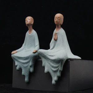 Статуэтка Будды, керамический маленький чайник, фиолетовый песок, буддистское украшение для дома, украшение стола