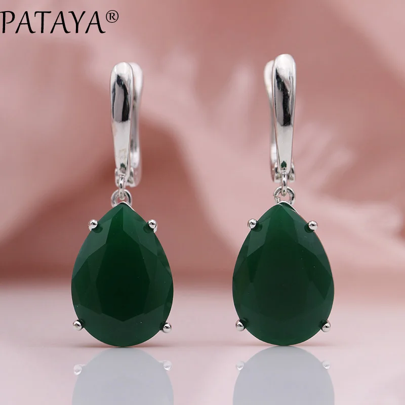 Женские крупные серьги подвески PATAYA роскошные свадебные из белого золота