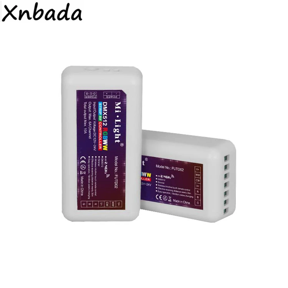 Контроллер Milight MiBoxer FUTD02 DMX512 RGB + CCT для светодиодных лент 2 4 ГГц RF с дистанционным