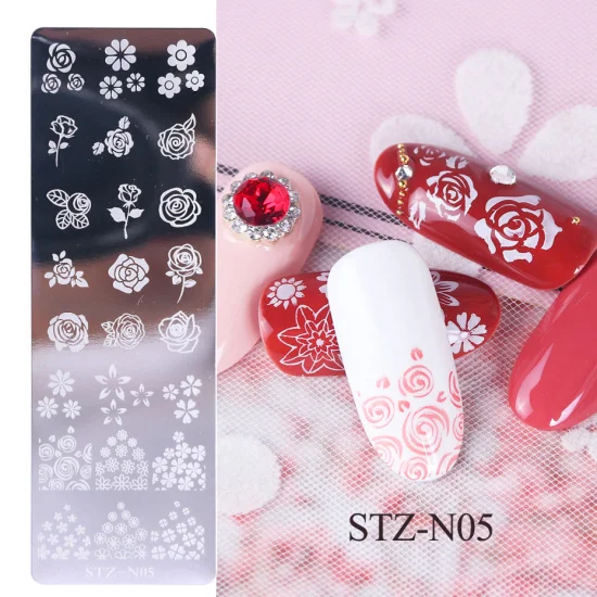 STZ-N05 1 шт. 12x4 см штамповочные пластины для ногтей лист Цветы бабочка кошка дизайн ногтей штамп шаблоны трафареты дизайн лак маникюрный TRSTZN01-12 - Цвет: STZ-N05