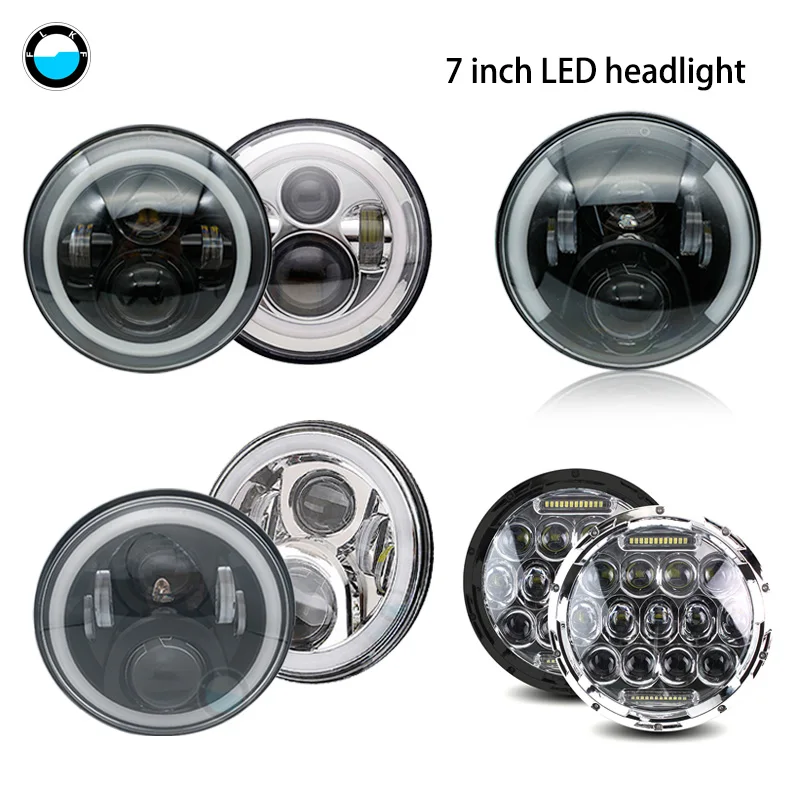 

7 inchH4 Motorcycle Accessories Headlight High Low Beam 7"Led Headlamp DRL Halo Angle Eyes For Motorcycle Street Glide.