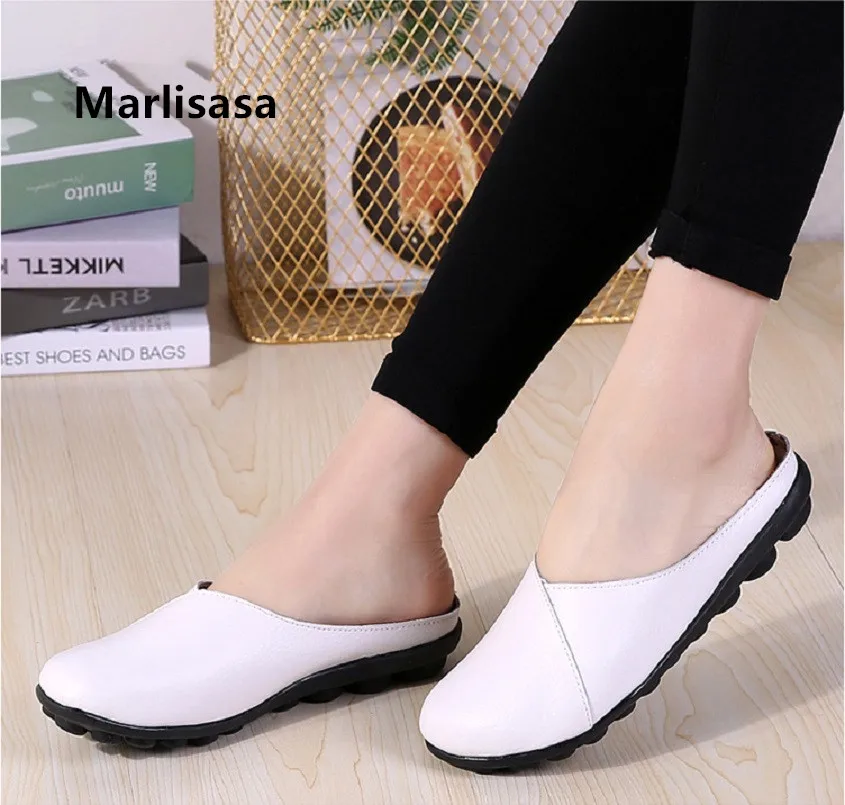 Marlisasa Lady Fashion High Quality Soft Leather Slip on Flat Shoes Women Sweet White Summer Loafers Zapatos De Mujer F2111 | Обувь