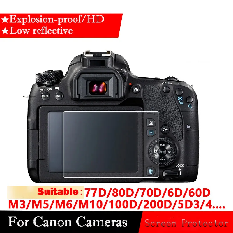 Защитная пленка из закаленного стекла для Canon EOS 77D 70D 5D3/4 6D2 80D 760D M100 200D|screen protector|screen