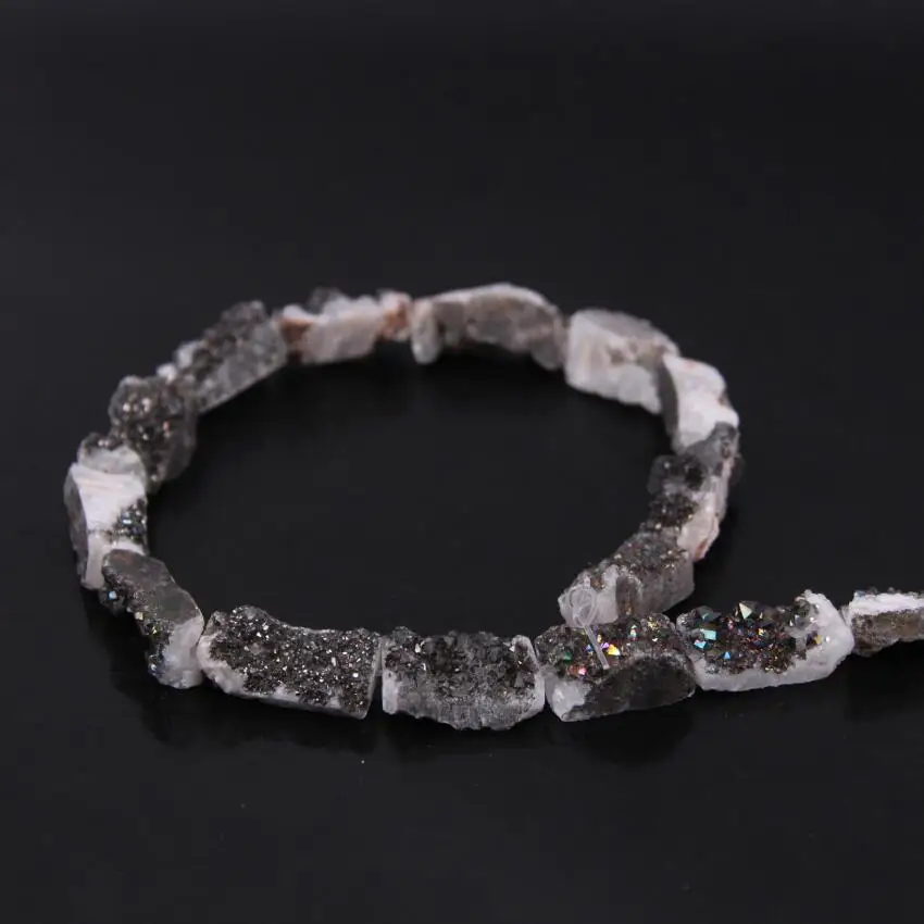 Approx20Pcs/Strand пистолет черный титан натуральный кварц друза Geode Прямоугольник Плиты