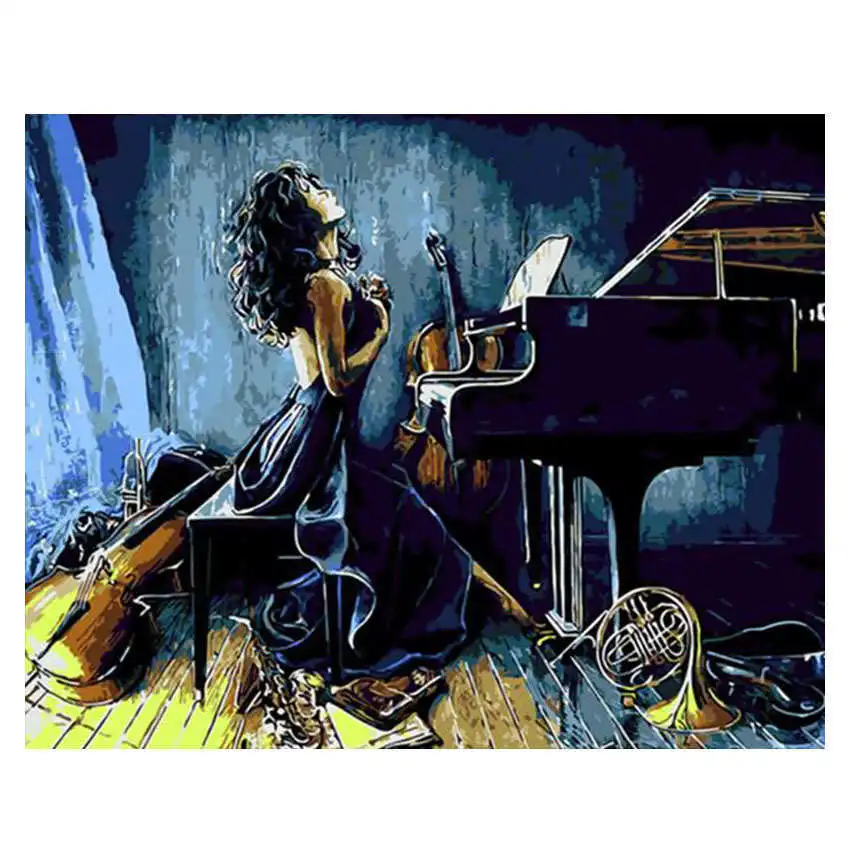 Diy картина по номерам, Мак, Раскраска по номерам, кофе краска по номерам - Цвет: woman painting 8