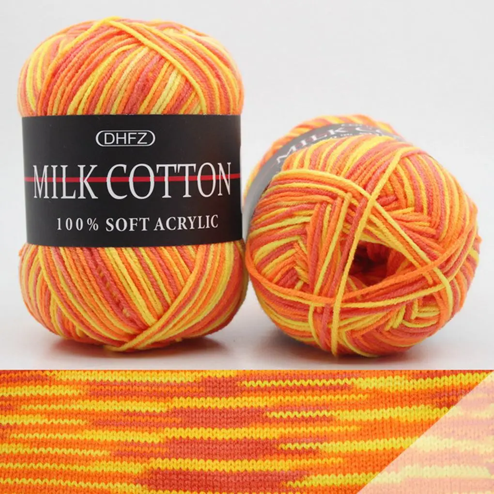50g/Ball Colorful 3 ply Yarn Handmade DIY Scarf Pillow Blanket Knitting Crochet Soft Milk Cotton Yarn Hand Knitting Supplies