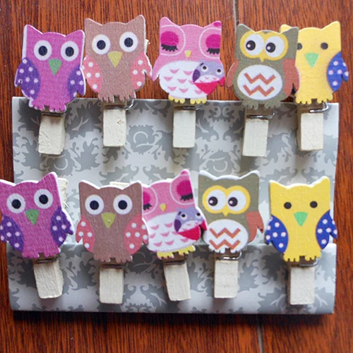 10 шт. в форме Совы деревянная бумага фото клип DIY стены искусства картина