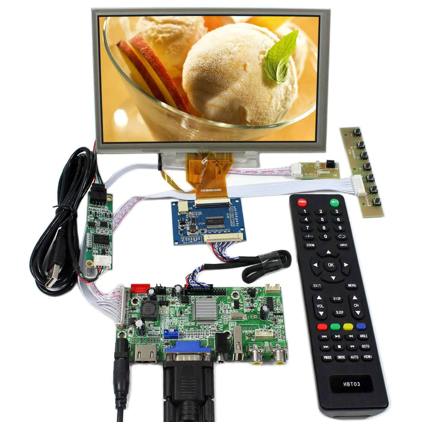 HD MI VGA 2AV аудио Плата ЖК-контроллера с USB VS-V59AV-V1 и 8 &quotAT080TN64 800x480 ЖК-дисплей сенсорным