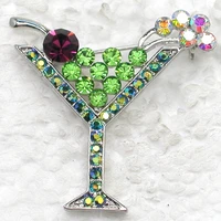 12pcslot wholesale fashion brooch rhinestone martini glass pin brooches wedding party jewelry gift c101269