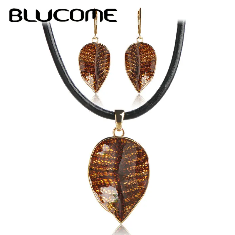 Женский комплект украшений Blucome из колье и сережек с эмалью вечерние серьги