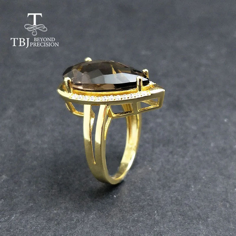 Женское кольцо с драгоценными камнями TBJ 100% натуральный дымчатый кварц