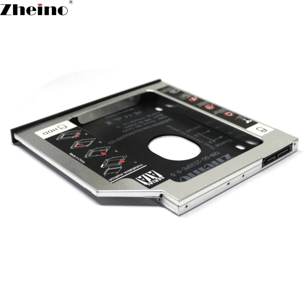 Zheino SATA Caddy алюминиевый 9,5 мм 12,7 мм 9,0 мм 2nd HDD/SSD адаптер подходит для 2," SATA 2nd HDD SSD для ноутбука ODD DVD/CD-ROM Optibay